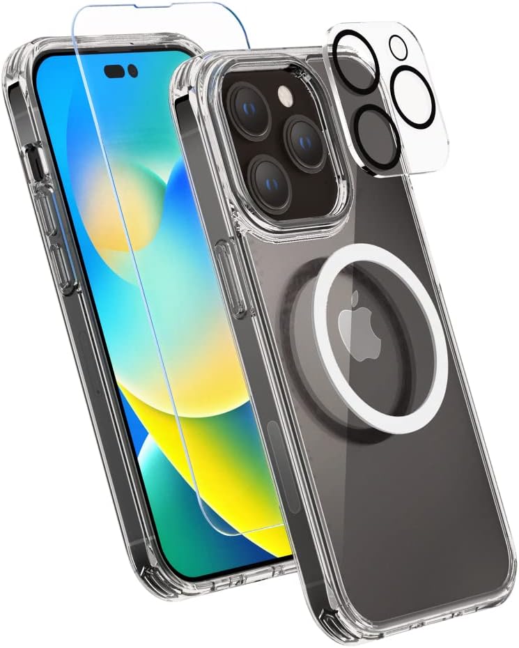 iPhone 14 Pro Max XClear Premium Case, with 3 Pack Tempered Glass Screen Protector + 2 Pack Camera Lens 6.7 Inch