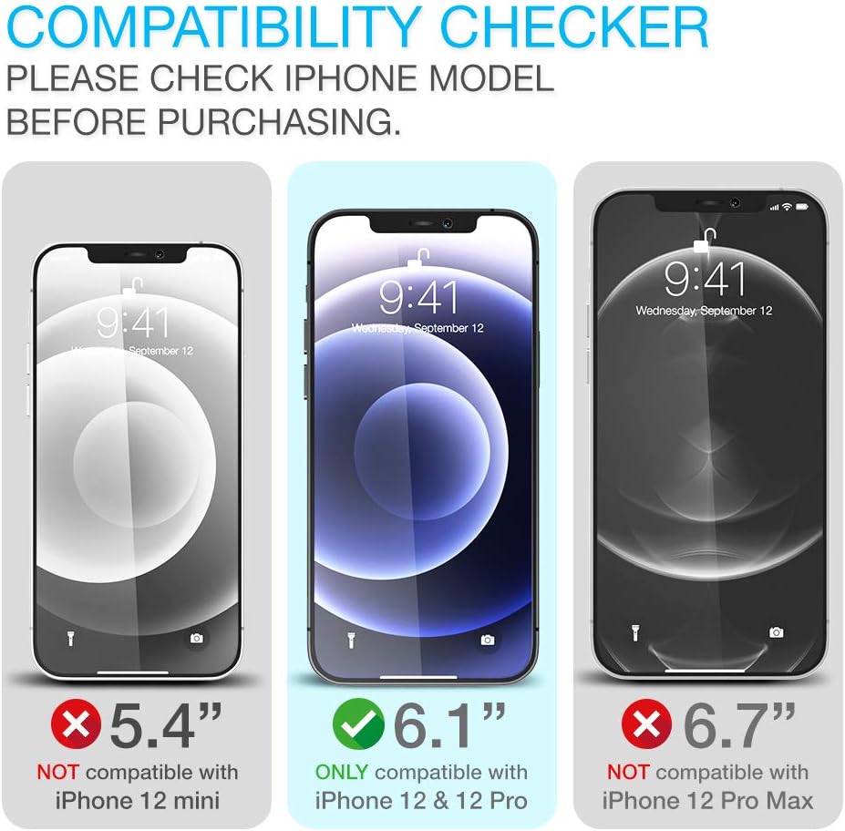 iPhone 12/12 Pro Screen Protector Maxboost 3 Pack Tempered Glass 6.1-inch