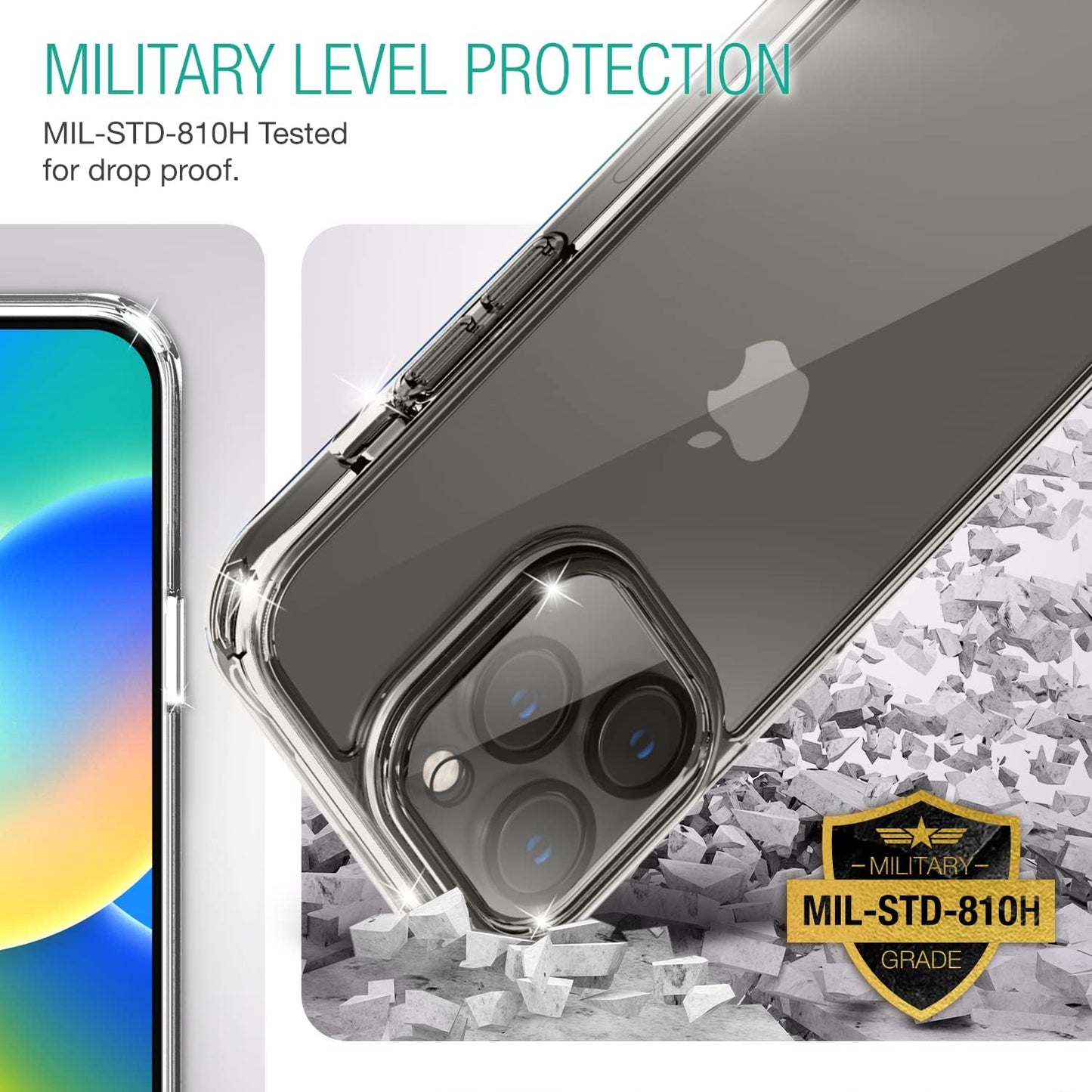 iPhone 14 Pro XClear Premium Case 6 in 1, with 3 Pack Glass Screen Protector + 2 Pack Camera Lens Protector 6.1 inch