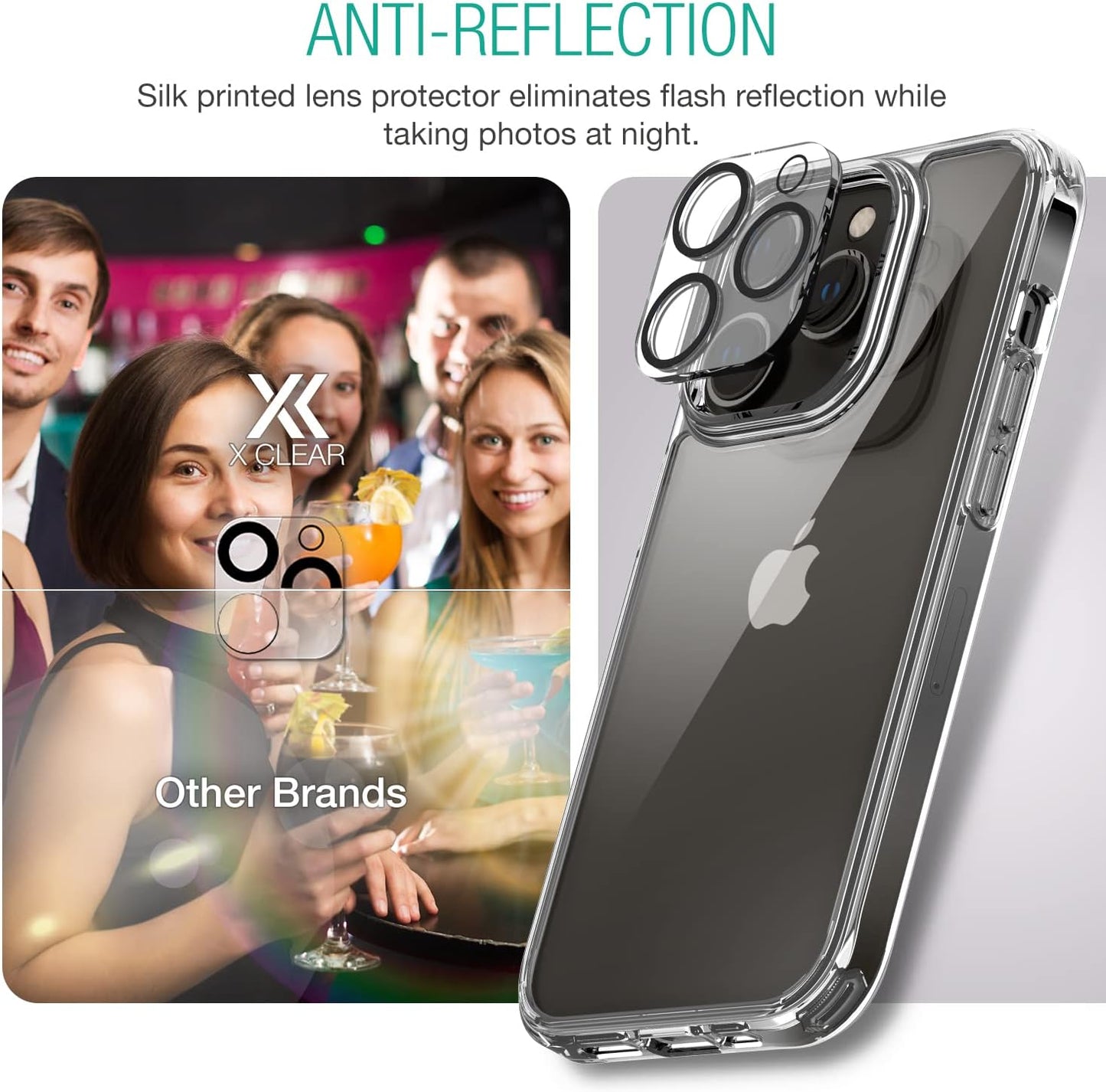 iPhone 14 Pro XClear Premium Case 6 in 1, with 3 Pack Glass Screen Protector + 2 Pack Camera Lens Protector 6.1 inch