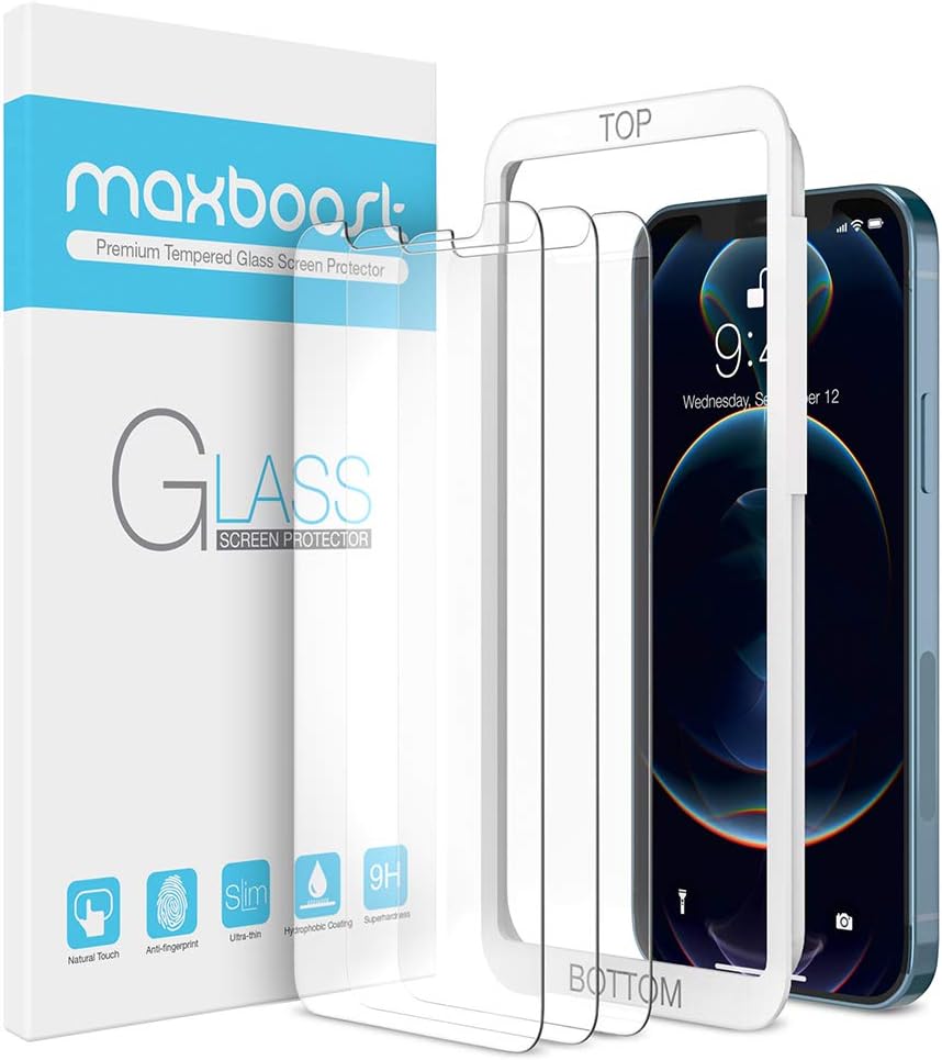 iPhone 12/12 Pro Screen Protector Maxboost 3 Pack Tempered Glass 6.1-inch