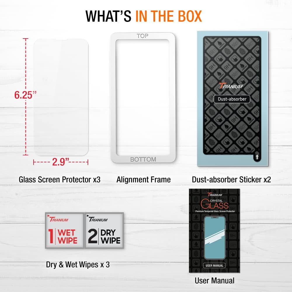 iPhone 13/13 Pro Trianium Premium Glass Screen Protector 3 Pack [Alignment Case Tool Included]
